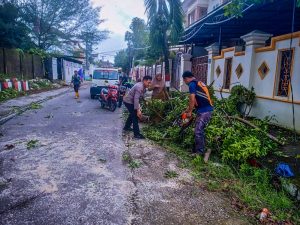 Polsek Panakkukang Evakuasi Pohon Tumbang Akibat Hujan Deras dan Angin Kencang