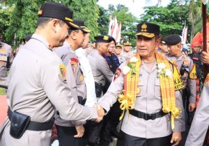 Kapolrestabes Makassar Sambut Kedatangan Irjen Pol Rusdi Hartono Kapolda Sulsel