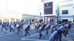 Polrestabes Makassar Gelar Olahraga Bersama, Jaga Kebugaran dan Soliditas Personel