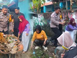Jalin Kekompakan, Bhabinkamtibmas Polsek Ujung Pandang Kerja Bakti Bersama Warga